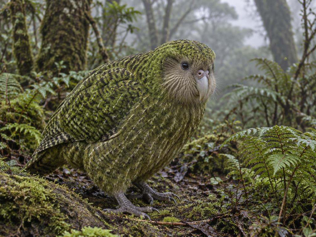Kākāpō — generated wildlife illustration